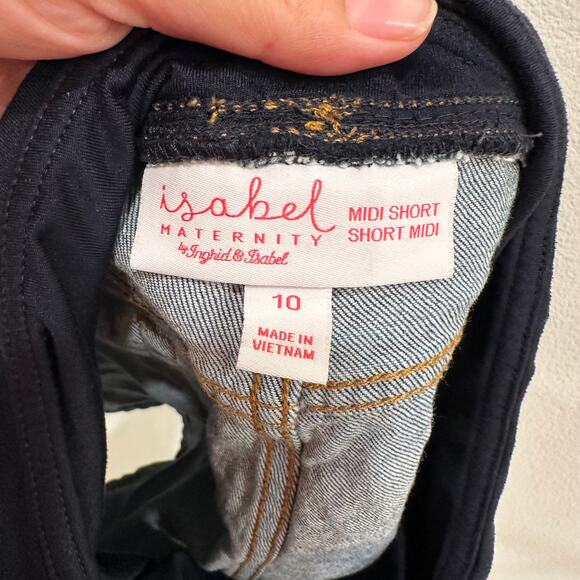 Isabel Maternity Shorts Women's Size 10 Midi Short Stretchy Blue Medium Wash - Picture 6 of 7